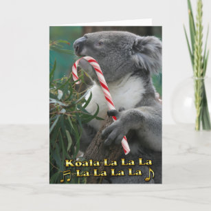 Cartes Pour Fêtes Annuelles Koala australien de Noël avec du sucre de canne