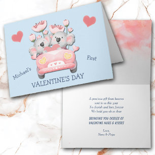 Cartes Pour Fêtes Annuelles Koala Bear Car Baby's First Valentine's Day
