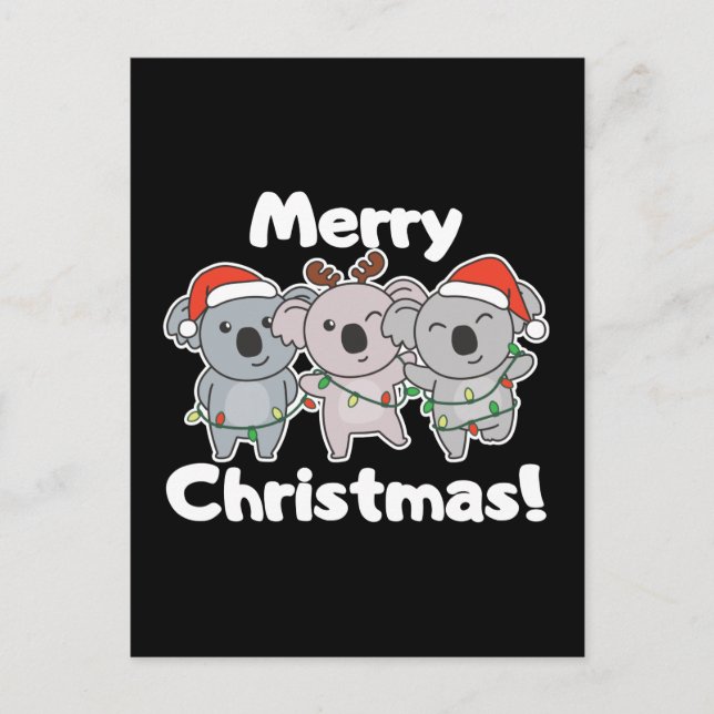 Cartes Pour Fêtes Annuelles Koala Christmas Animaux Koalas Joyeux Noël (Devant)