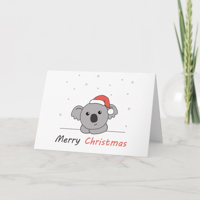 Cartes Pour Fêtes Annuelles Koala Christmas Snow Winter Animals Koalas Coffee  (Devant)