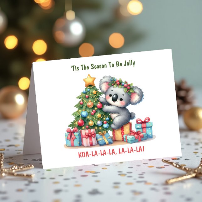 Cartes Pour Fêtes Annuelles Koala de fête - 'C'est la saison d'être joyeux (Tis the Season To Be Jolly Holiday Card)