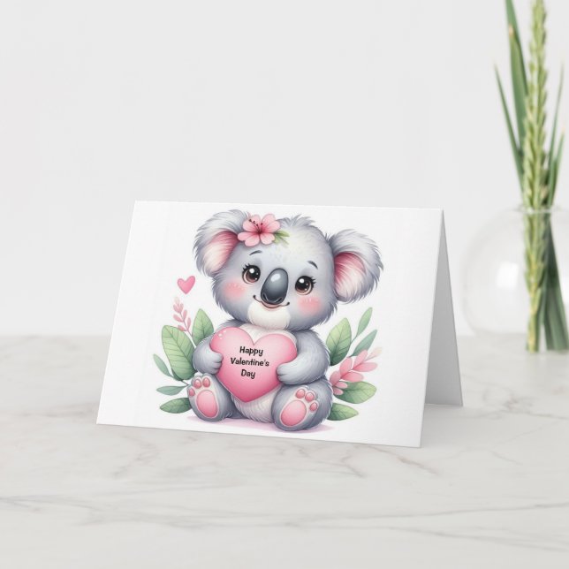 Cartes Pour Fêtes Annuelles Koala de la Saint-Valentin (Devant)