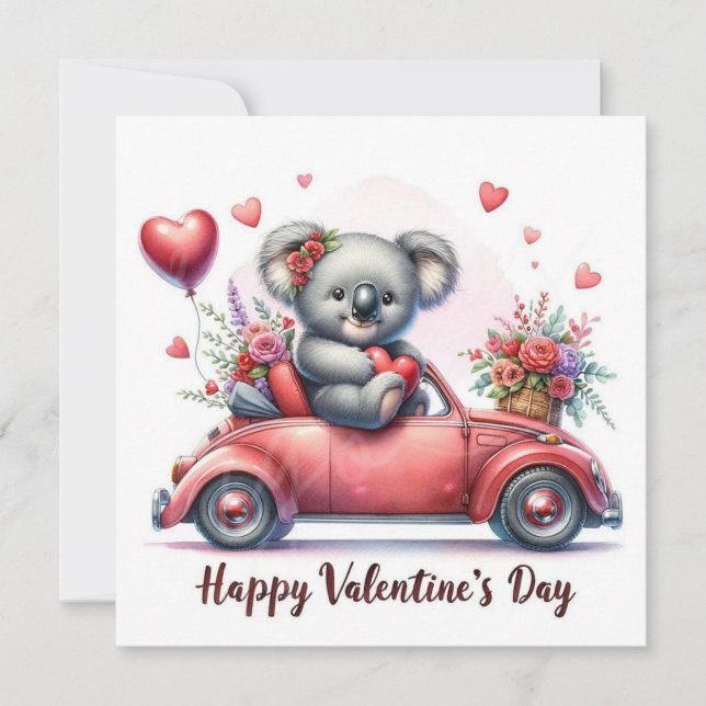 Cartes Pour Fêtes Annuelles Koala de la Saint-Valentin (Devant)