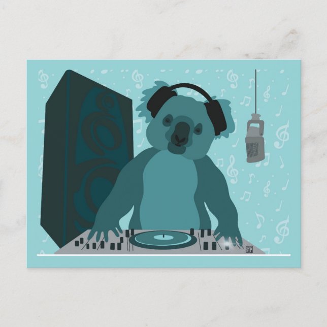 Cartes Pour Fêtes Annuelles Koala Music DJ Postcard (Devant)