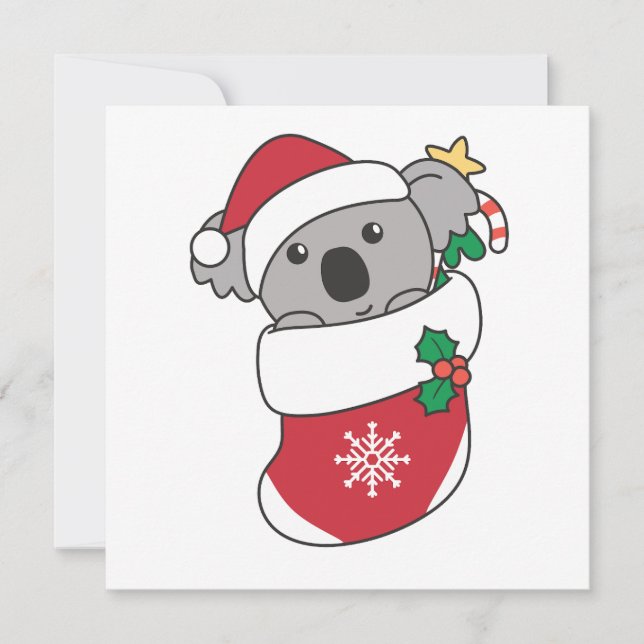 Cartes Pour Fêtes Annuelles Koala Noël Neige Animaux d'hiver Koalas (Devant)
