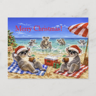Cartes Pour Fêtes Annuelles Koalas de Noël à la plage