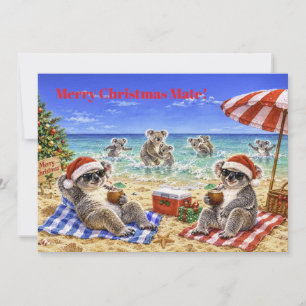 Cartes Pour Fêtes Annuelles Koalas de Noël à la plage