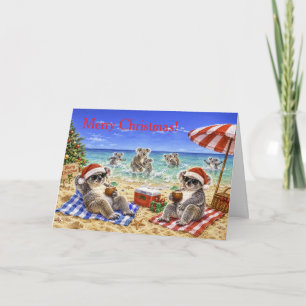 Cartes Pour Fêtes Annuelles Koalas de Noël à la plage