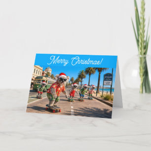 Cartes Pour Fêtes Annuelles Koalas en skateboard pour Noël