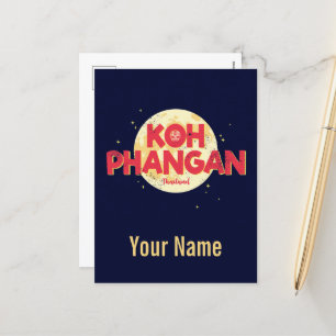 Cartes Pour Fêtes Annuelles Koh Phangan avec la lune vintage île Thaïlande