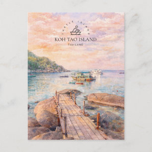 Cartes Pour Fêtes Annuelles Koh Tao, Île, Thaïlande   Souvenir Aquarelle