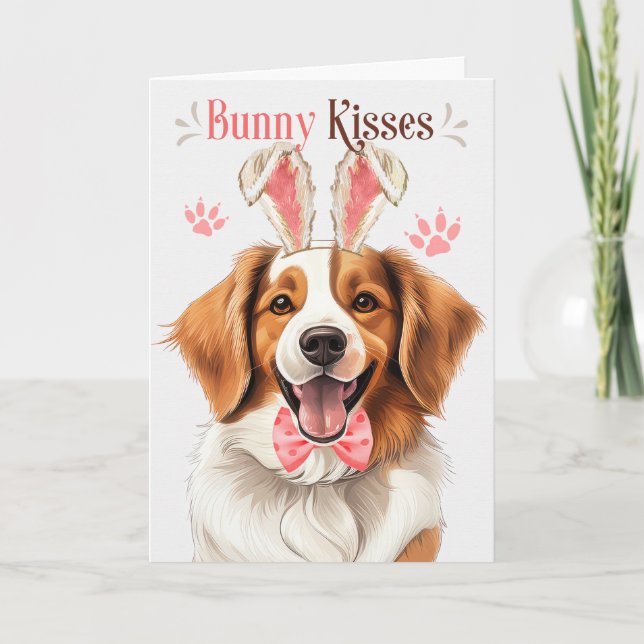 Cartes Pour Fêtes Annuelles Kooikerhondje Chien dans les oreilles de Bunny pou (Devant)