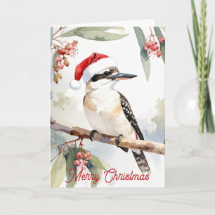 Cartes Pour Fêtes Annuelles Kookaburra australien chapeau de Père Noël Joyeux