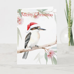 Cartes Pour Fêtes Annuelles Kookaburra australien chapeau de Père Noël Joyeux 
