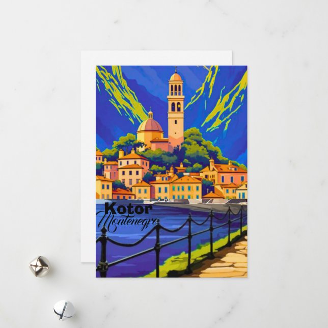 Cartes Pour Fêtes Annuelles Kotor Montenegro Travel Art Postcard, Kotor Travel (Devant/Arrière en situation)