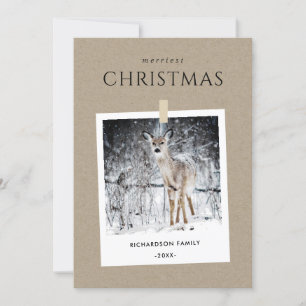 CARTES POUR FÊTES ANNUELLES KRAFT HITER PHOTO SNOW DEER MERRIEST NOËL