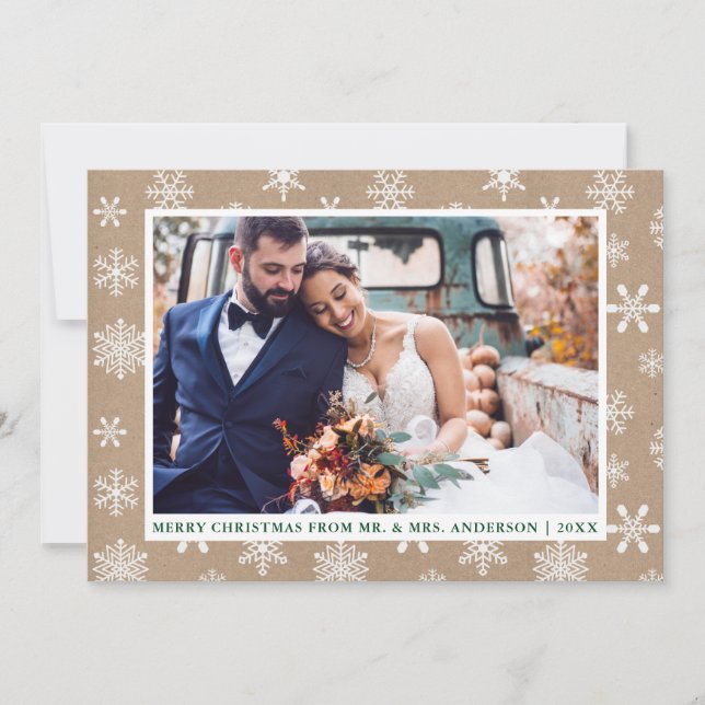 Cartes Pour Fêtes Annuelles Kraft Joyeux Mariage de Noël Photo (Devant)