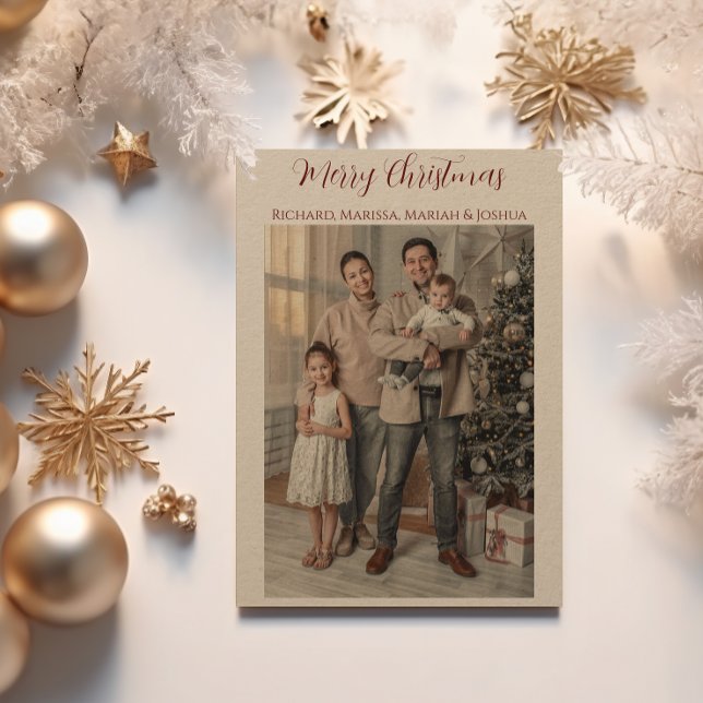 Cartes Pour Fêtes Annuelles Kraft Papier Joyeux Noël Photo de famille (Créateur téléchargé)