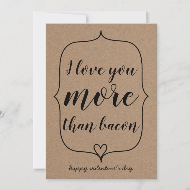Cartes Pour Fêtes Annuelles Kraft Papier mignon Coeur drôle Bacon Valentines J (Devant)