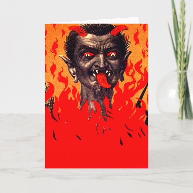 Cartes Pour Fêtes Annuelles Krampus Émergent De L'Enfer (Devant)