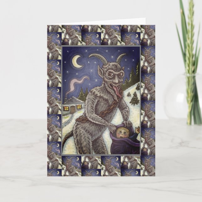 CARTES POUR FÊTES ANNUELLES KRAMPUS & ENFANTS NAUGHTY, HISTOIRE DE NOËL CRAYAN (Devant)