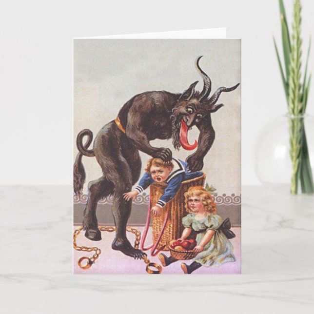 Cartes Pour Fêtes Annuelles Krampus enlève des enfants (Devant)