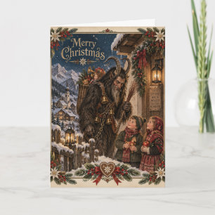 Cartes Pour Fêtes Annuelles Krampus folklorique alpin vintage pour Noël