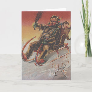 Cartes Pour Fêtes Annuelles Krampus Kidnapping d'enfants Sleigh