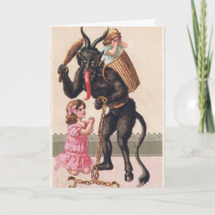 Cartes Pour Fêtes Annuelles Krampus Kidnaps Enfants Vintage Noël