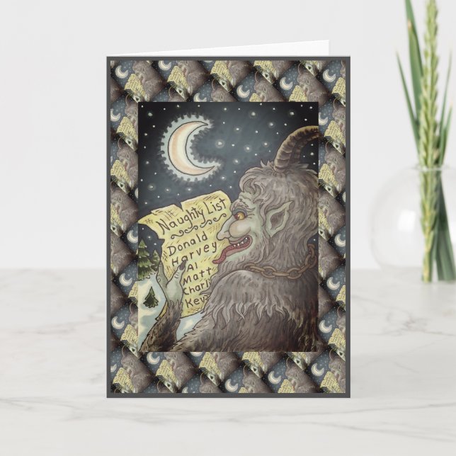 CARTES POUR FÊTES ANNUELLES KRAMPUS NAUGHTLIST, HISTOIRE DE NOËL CRAYANTE (Devant)