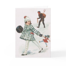 Krampus Poursuivant Une Petite Fille Avec Poupée