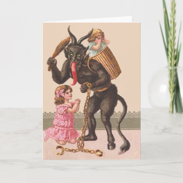 Cartes Pour Fêtes Annuelles Krampus punissant la chaîne de commutateur (Devant)