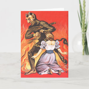 Cartes Pour Fêtes Annuelles Krampus punissant la femme
