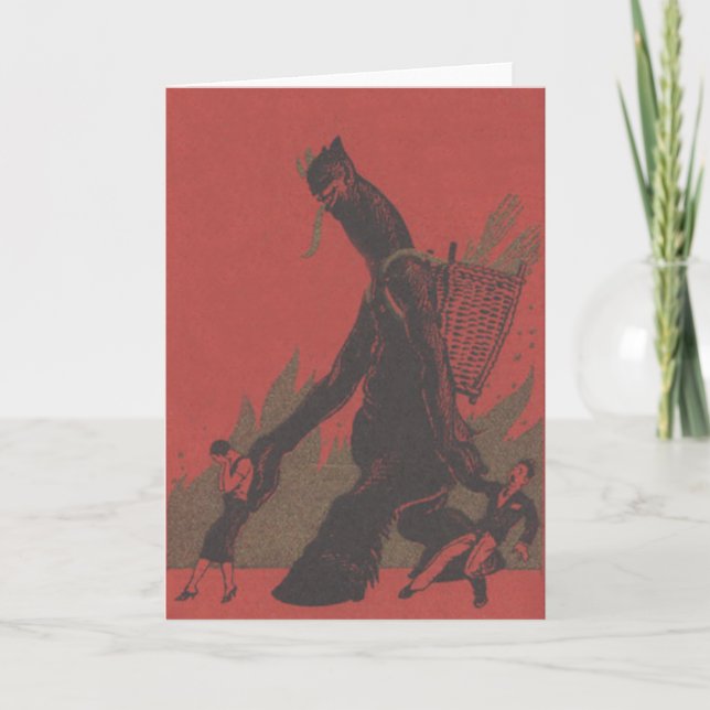 Cartes Pour Fêtes Annuelles Krampus Punissant les mauvais adultes (Devant)