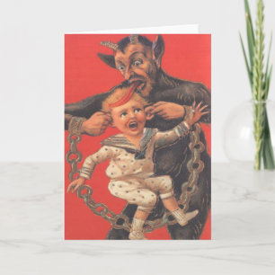 Cartes Pour Fêtes Annuelles Krampus punissant un petit garçon