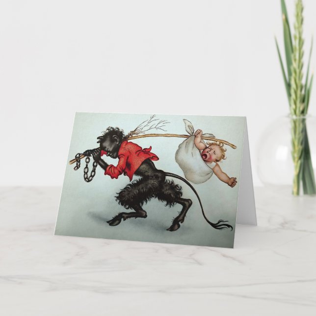 Cartes Pour Fêtes Annuelles Krampus Voler Baby Christmas Card (Devant)