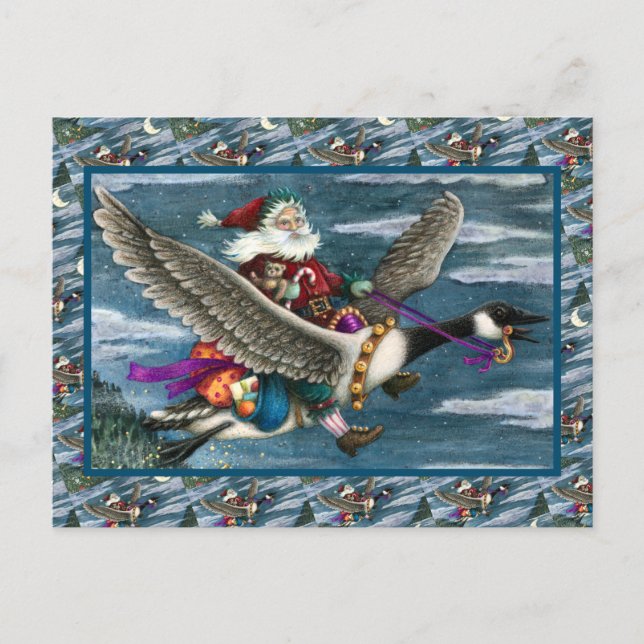 CARTES POUR FÊTES ANNUELLES KRIS KRINGLE ET LES JOUETS SUR LE CANADA GOOSE NOË (Devant)