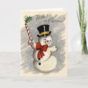 Cartes Pour Fêtes Annuelles KRW Vintage Happy Snowman Christmas Card