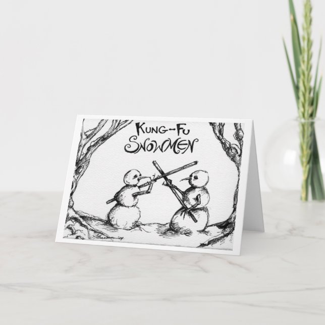 Cartes Pour Fêtes Annuelles Kung Fu Snowmen (Devant)