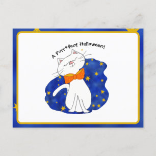 Cartes Pour Fêtes Annuelles Kute Kitty Chat Starry Nuit Halloween