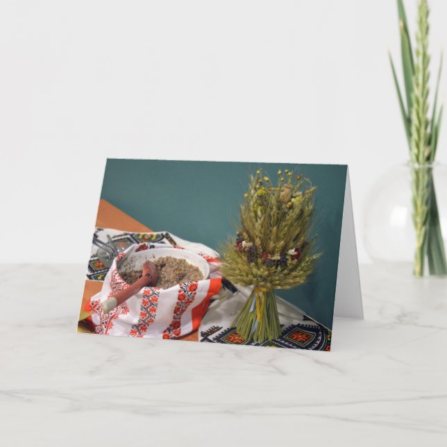 Cartes Pour Fêtes Annuelles Kutya et Didukh ukrainiens (Devant)