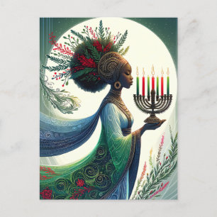 Cartes Pour Fêtes Annuelles Kwanzaa belle femme avec Kinara
