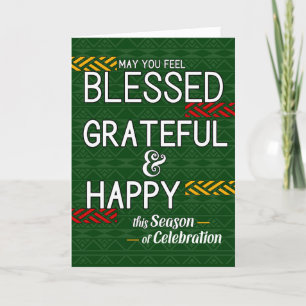 Cartes Pour Fêtes Annuelles Kwanzaa béni Grateful et Joyeux thème tribal