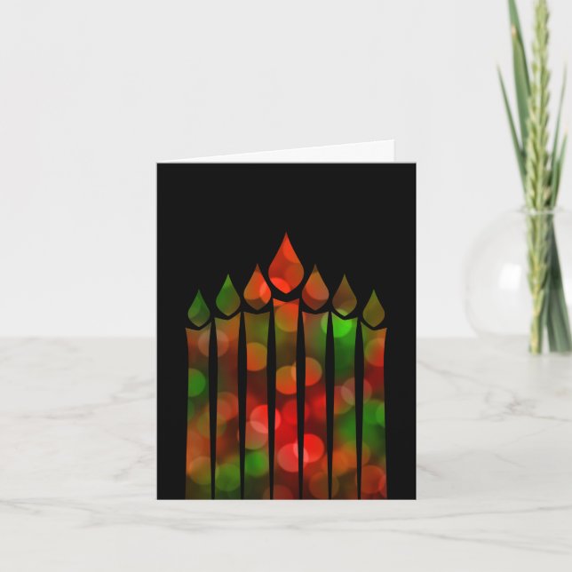 Cartes Pour Fêtes Annuelles Kwanzaa Bokeh Kinara (Devant)