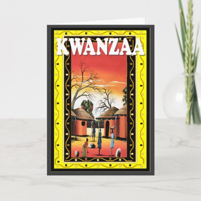Cartes Pour Fêtes Annuelles Kwanzaa, dans le village (Devant)