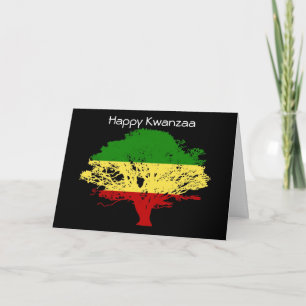 Cartes Pour Fêtes Annuelles Kwanzaa heureux avec l'arbre dans des couleurs