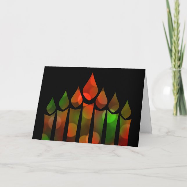 Cartes Pour Fêtes Annuelles Kwanzaa heureux Bokeh Kinara (Devant)