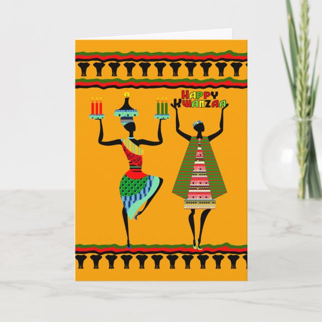 Cartes Pour Fêtes Annuelles Kwanzaa heureux, conception tribale avec des (Devant)
