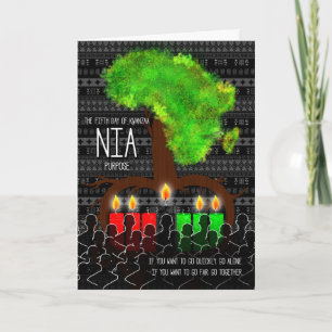 Cartes Pour Fêtes Annuelles Kwanzaa Jour 5 Nia Objet Afrique Forme Arbre