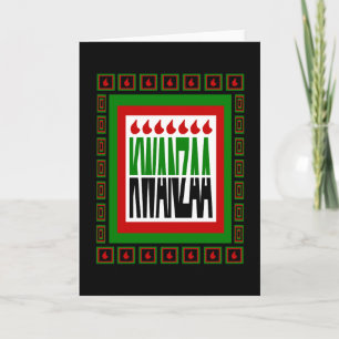 Cartes Pour Fêtes Annuelles Kwanzaa partagé avec 7 flammes et cadre décoré